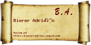 Bierer Adrián névjegykártya
